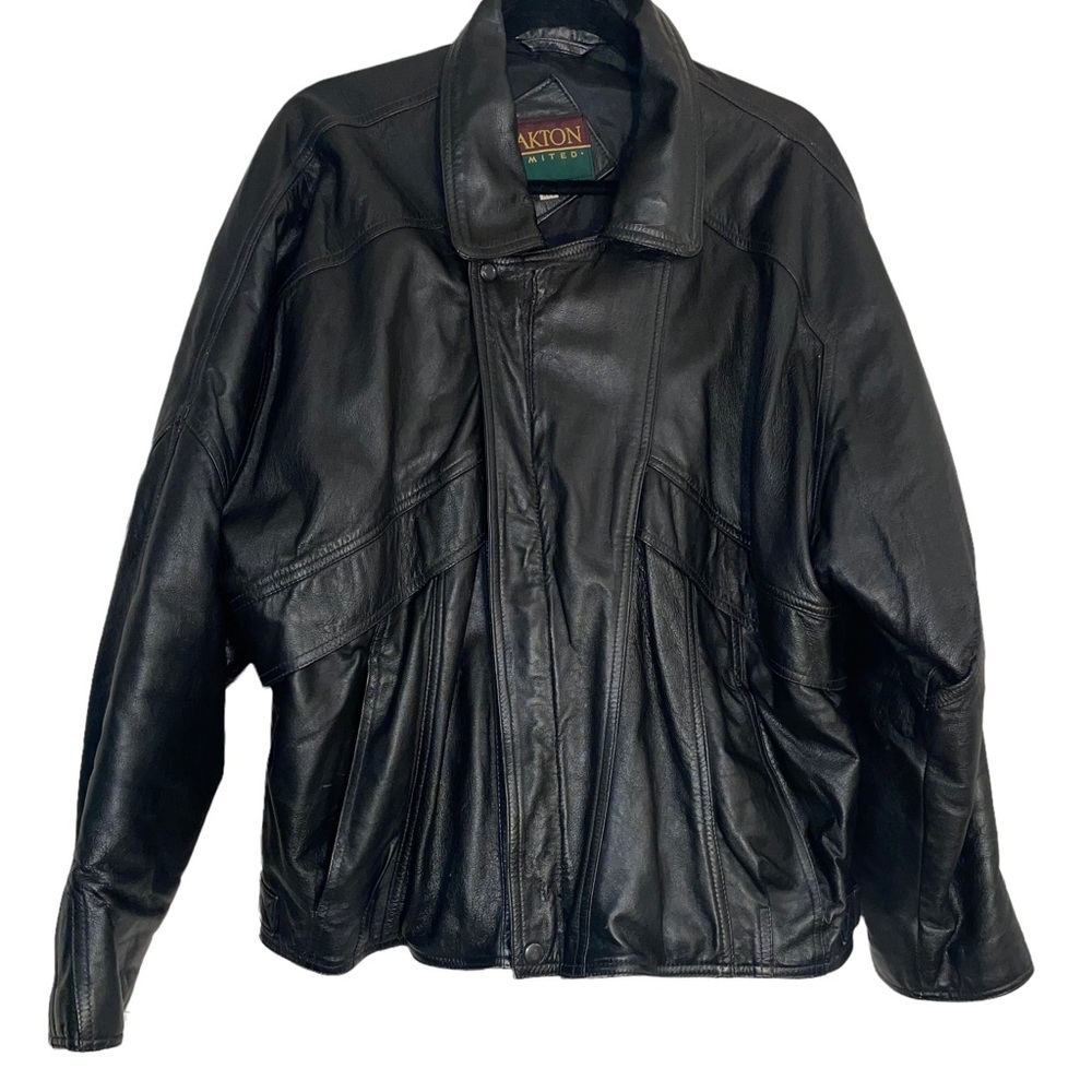 Vintage Oakton Black Leather Size Large Jacket With Slight Wear as seen in pics